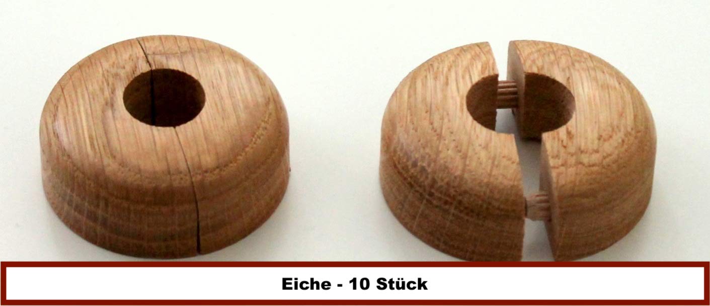 Eiche Holz Abdeckung für Heizungsrohre 19mm, Buche 10 STÜCK Einzel