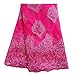 5 Yards African Lace Fabrics Nigerian French Beaded Tulle Fabric (Rose)