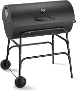 VonHaus Charcoal BBQ XL Portable Barrel Grill with Warming Rack & Temperature