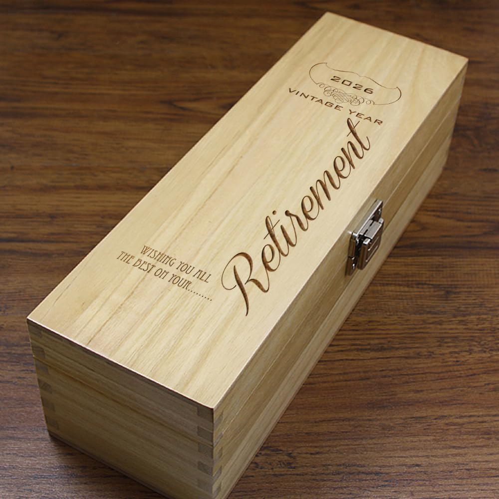 English Pewter Company Sheffield, England Unique Personalised Retirement Gift - Luxury Wooden Wine or Champagne Box Satin Lined [HING18]