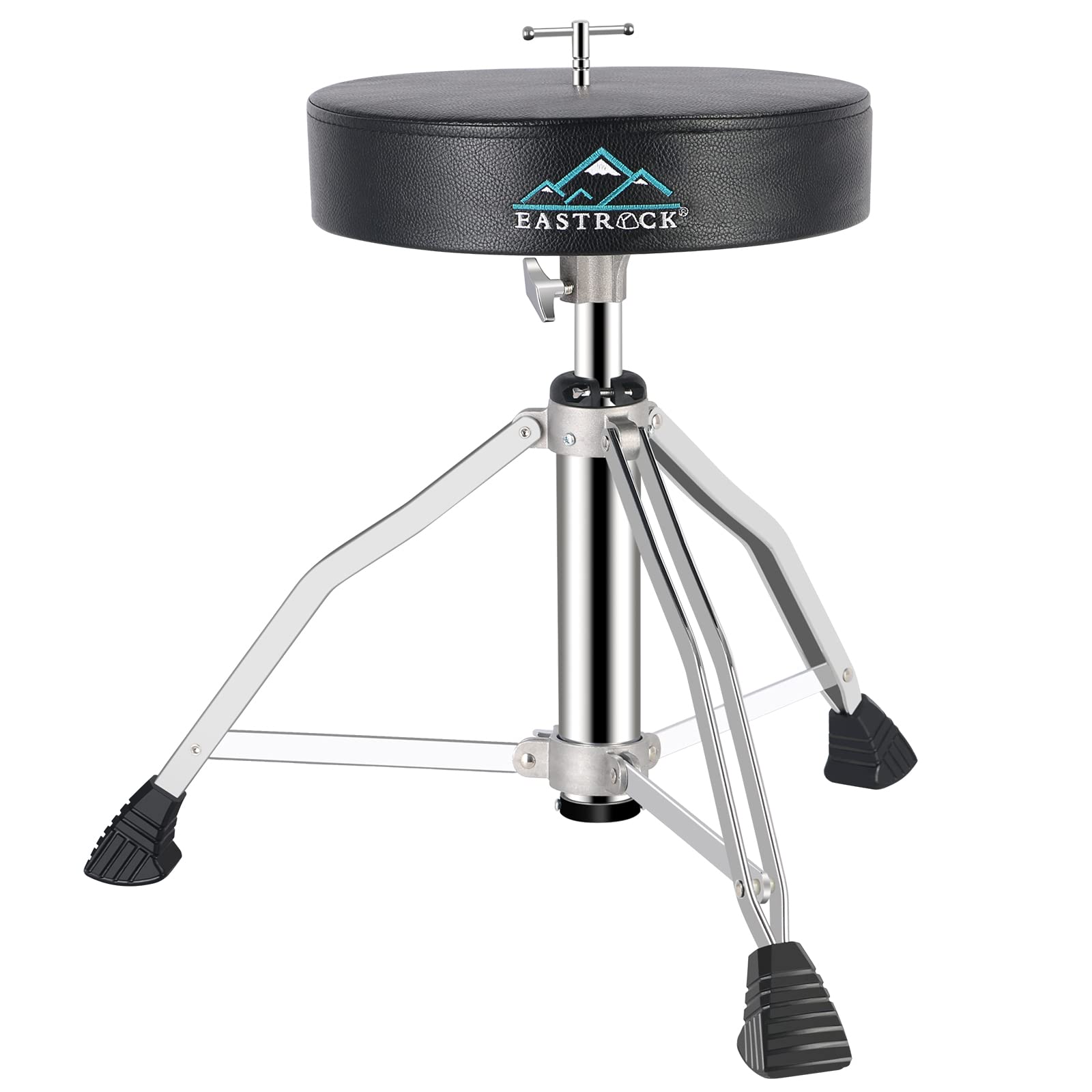 EASTROCK Drum Throne Drum Seat Height Adjustable,Rotatable Padded Drum Stools Motorcycle Style Drum Chair with Anti-Slip Feet for Drummers,Adult (Professional)