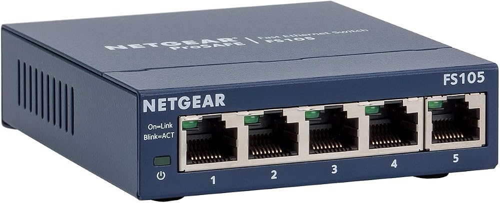 NETGEAR FS105 5-Port Fast Ethernet 10/100 Unmanaged Network Switch Desktop