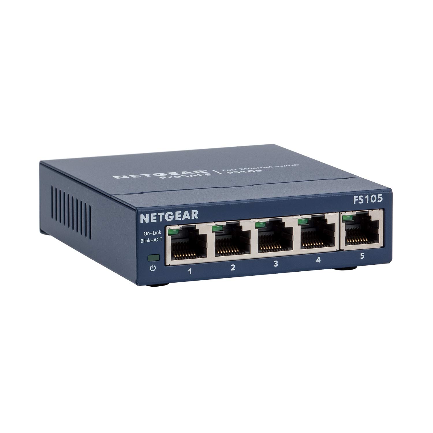 NETGEAR 5-Port Fast Ethernet 10/100 Unmanaged Switch (FS105) Desktop and ProSAFE Lifetime Protection, Blue