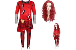 CHLLLEMING Red Costume with Red Wig From Descendants 4 Kids Halloween Cosplay Outfit for Girls