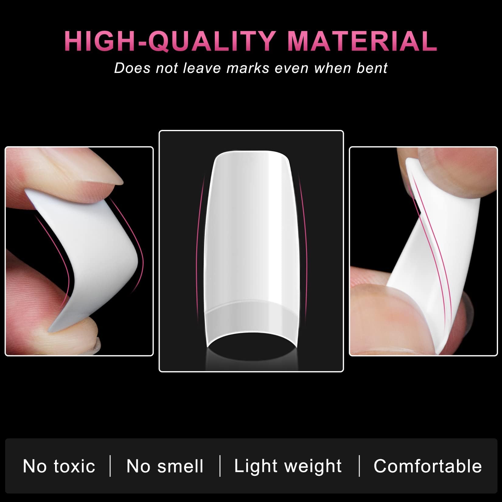 AORAEM White Nail Tips,500Pcs French Tip Press on Fake Nails Half Square False Nails for Acrylic Nails - Image 3