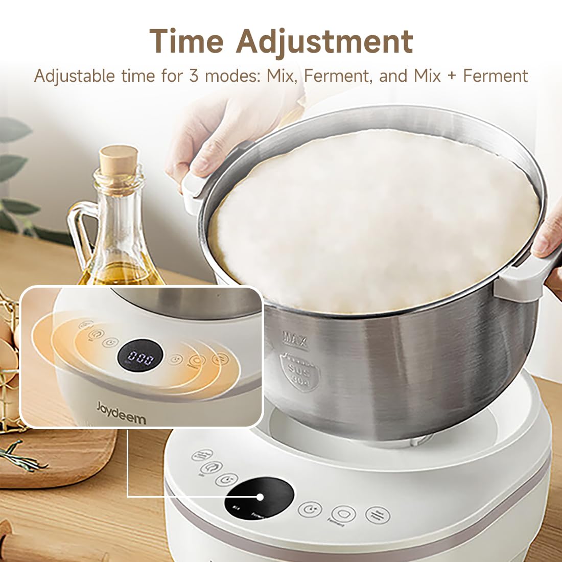 Joydeem Electric Dough Maker with Ferment Function, 5Qt Dough Mixer Machine, Perfect for Bread Pizza Roti Dumpling Dough & Sourdough, HMJ-A501