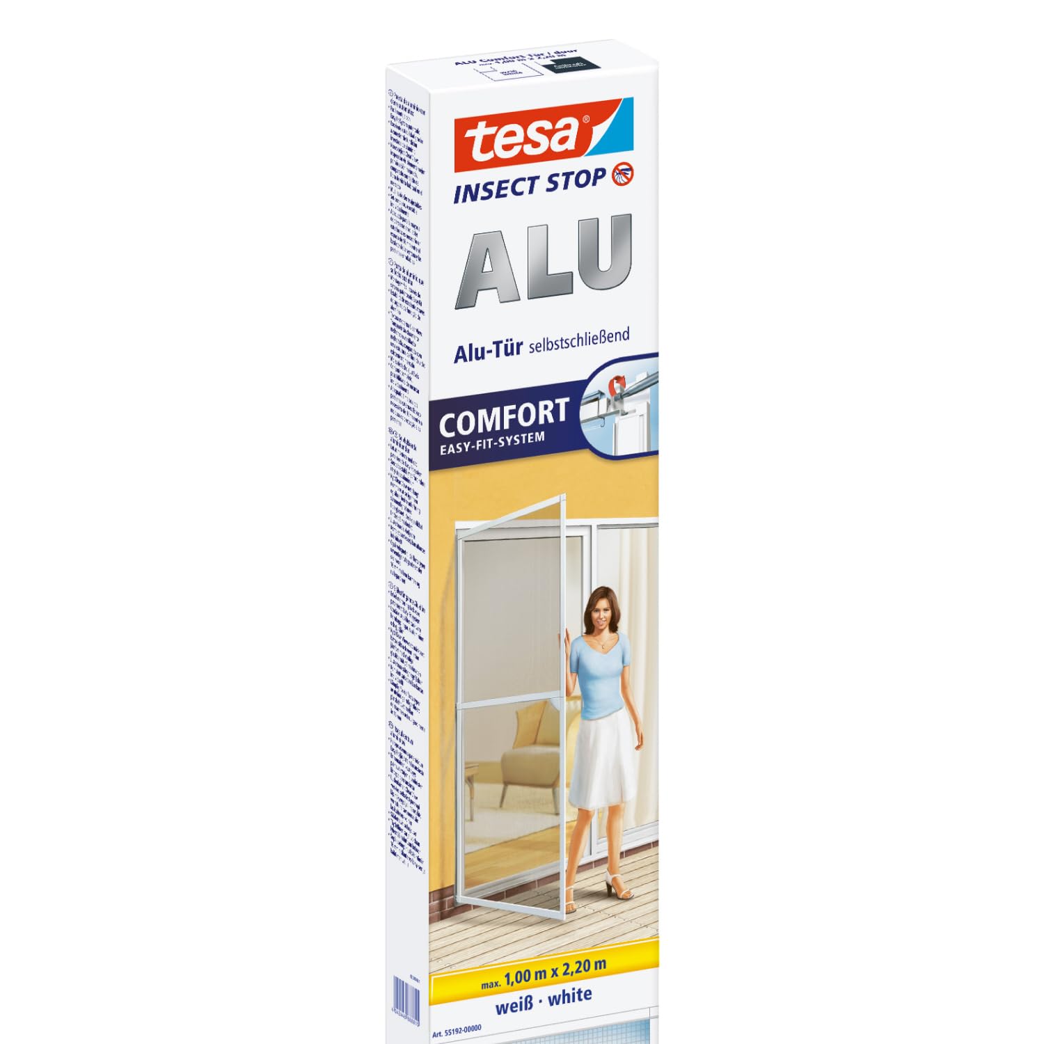 tesa UK Mosquito, Fly And Insect Screen Doors 1 M X 2.2 M (max) White, Clear, (55192-00002-00)