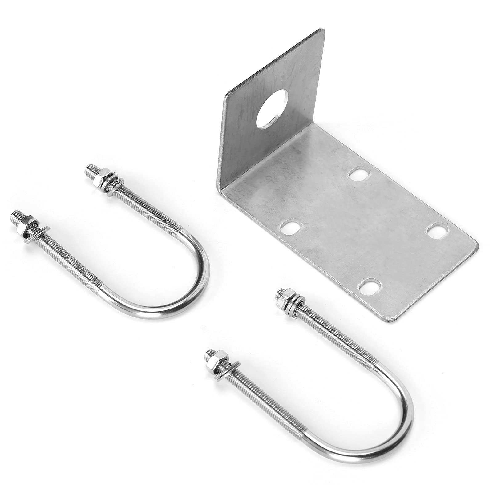 L-Bracket, Stainless Steel U‑Bolt Clamp Car Ham Radio Antenna Mount, for Vehicle-Mounted Radio UV, HF Antenna