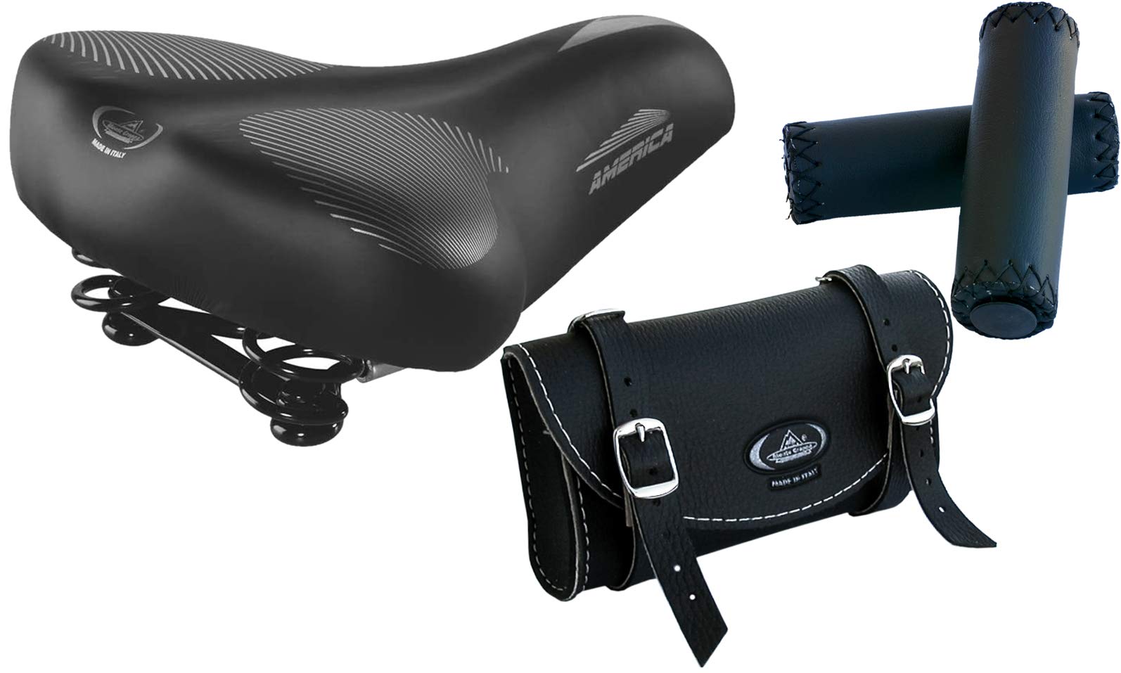 Tris Montegrappa: Original Saddle MOD 061 America + Bag MOD. 0016 + Pair of Grips