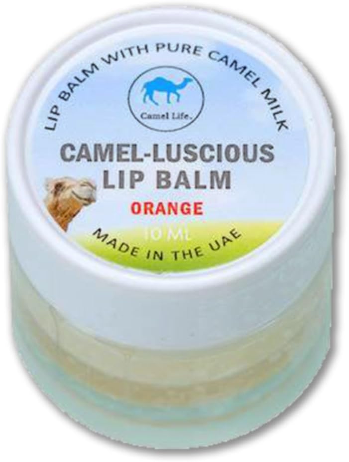 Camel Life/Camel-Luscious Camel Milk Lip Balm - Orange Flavor/soothing nourishing moisturizing natural lip balm/unique Beeswax formulation / 10 ml Jar