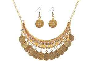 choice of all Gypsy Jewelry Set Gypsy Costume for Women Gold Coins Necklace Earrings Set Belly Dance Jewelry Accessories Egyptian Renaissance Costume