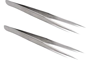 Xiaoyztan 2 Pcs Precision Tweezers Fine-Pointed Tip Metal Tweezers with Protective Sleeves for Crafts Jewelry Watch Clock Electronic Components Beading Repair