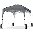 Yaheetech 10x10 Pop-Up Canopy Tent with 17 Solar LED Lights & Top Vent, Portable Outdoor Canopy Easy Setup Sun Shade Canopy Adjustable Tent with Wheeled Bag, 12 Stakes, 4 Sandbags & 4 Ropes, Dark Gray