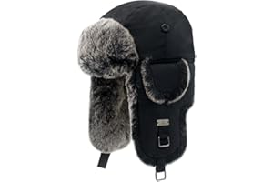 Kurhatic Winter Trapper Hat,Warm Faux Fur Aviator Hat,Russian Trooper Hunting Ski Hat with Ear Flaps for Men & Women