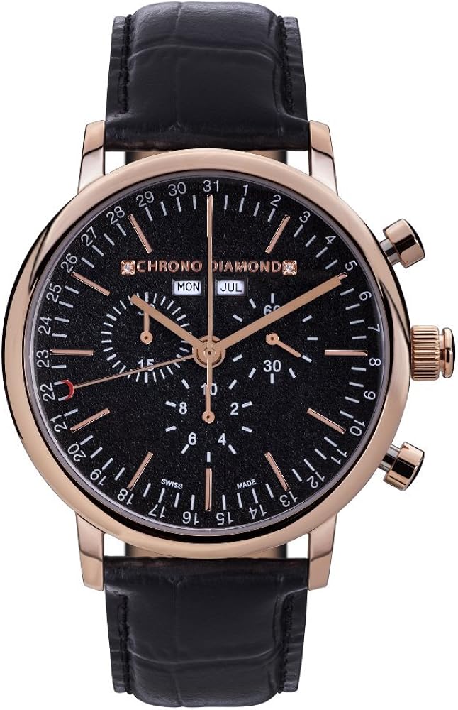 Chrono Diamond Men's Watch 82085_schwarz44mm Black Metal Strap Amazon