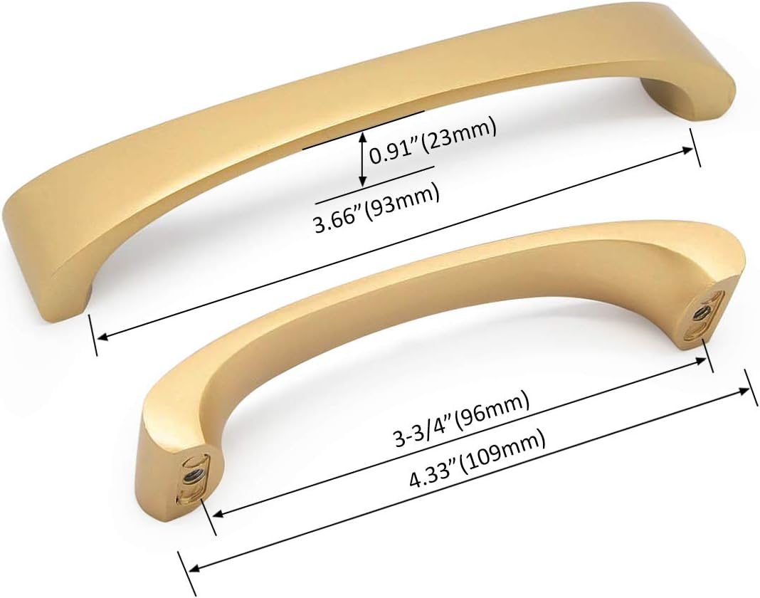 WEAVERBIRD Gold Kitchen Handles 4PCS/10PCS Arch Cabinet Handles Hole Center 96mm (3-3/4'') /128mm(5''), 10 Packs-gold - Image 3