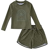 AG AGUU Toddler Baby Boy Swimsuit 2Pcs Long Sleeve Bathing Suit Set Rash Guard Swimwear Set Funny Graphic Trunks with Shirt