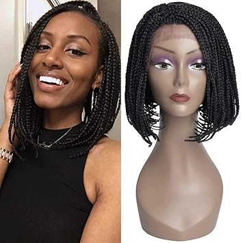 Amazon Com 12 Inch Short Box Braided Lace Front Wigs Full Braids