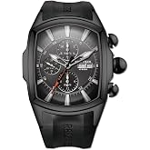 REEF TIGER Mens Tonneau Multifunction Mechanical Watch Analog Luminous Silicone Strap Automatic Watches with Calendar RGA3069-P