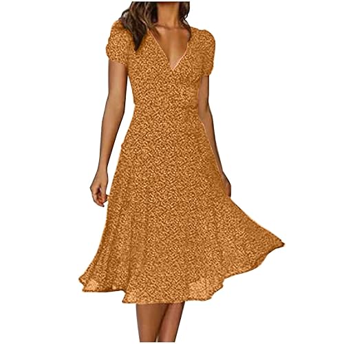 Sundresses For Women Floral Midi Wrap Dresses Women's Retro Polka Dot Summer  Dress - V Neck Short Sleeve Midi Dress, High Waist A-Line Beach Dress Polka  Dot Dress