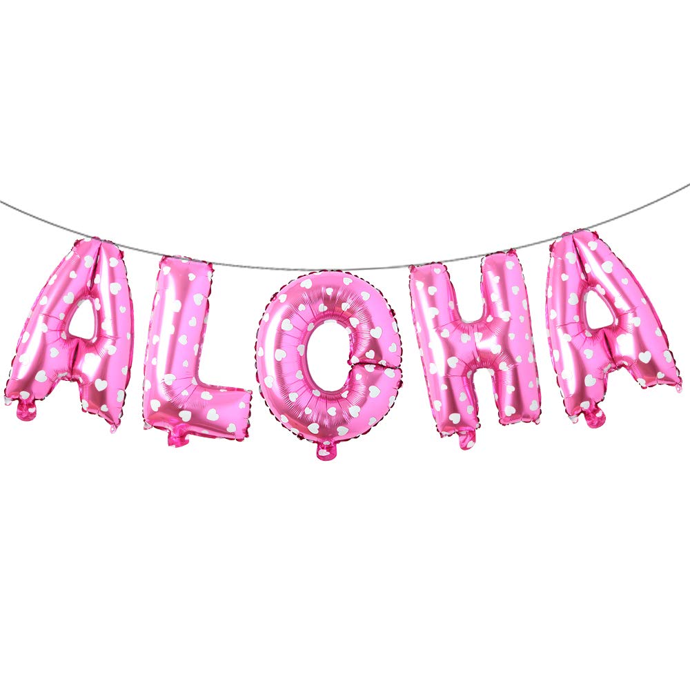 Photo 1 of 16 inch Tropical Hawaii Party Decorations Balloons Banner Aloha Foil Balloon Wedding Birthday Party Supplies (ALOHA Pink Heart)