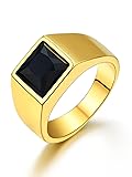 U7 Classic Men Signet Ring with Black Onyx