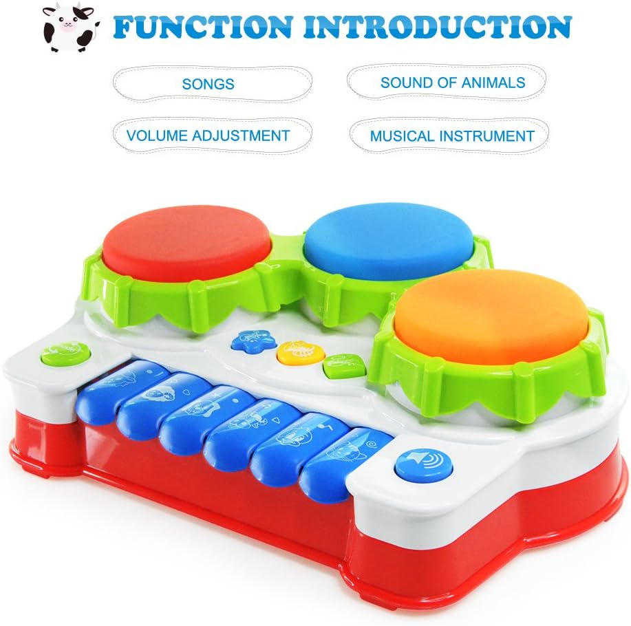 NextX Baby Musical Toys, Toddler Learning Music Drum Piano Toy, Development Musical Toy for 6 Months Infant Baby, with Music and Lighting Up: Toys & Games