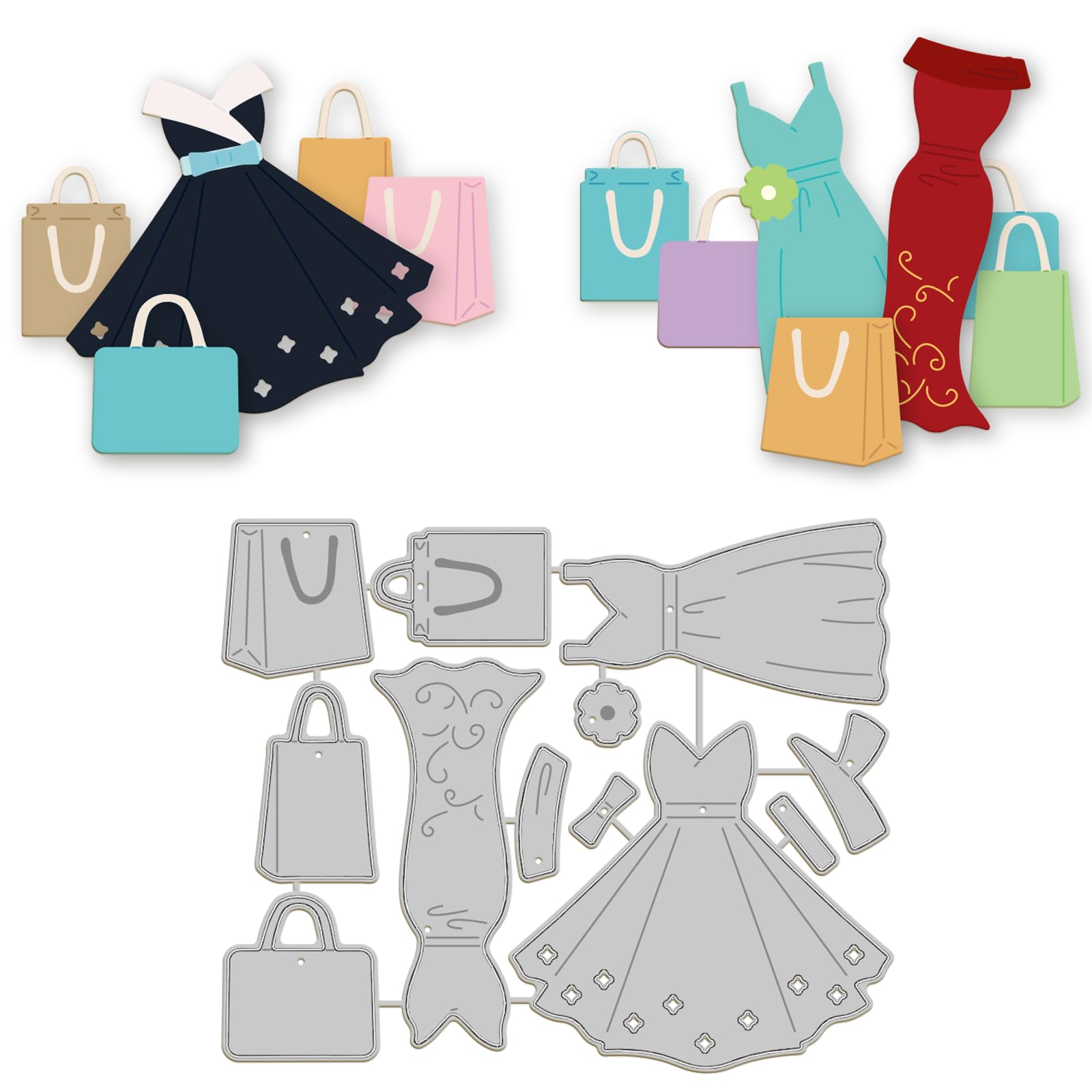 GLOBLELAND Lady Dress Metal Die Cuts Fashion Bag Cutting Dies Cut Stencils for Scrapbooking Cutting Dies DIY Album Card Making Decor Craft Photo Album Decorative Embossing Paper Dies