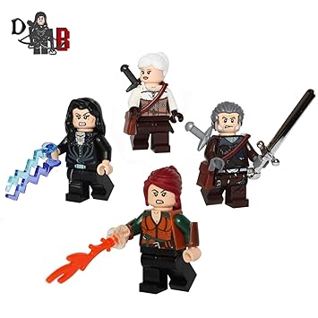 Maßgefertigt DIE HEXER 3, 4 Pack Minifiguren unter Verwendung Lego und Teil inkl. Geralt, Ciri , yennefer und Triss