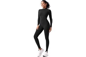 speerise Women Bodysuit Rompers Long Sleeve Jumpsuits Leotards One Piece Tummy Control Yoga Workout Outfits