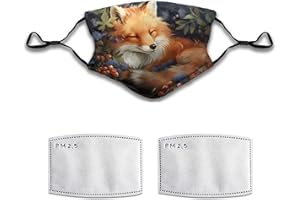 Yaxongx Forest Fox Fruit Pattern Face Mask Washable Reusable Adult Cloth Dust Mask 5-Layer Protection Activated Carbon Filter