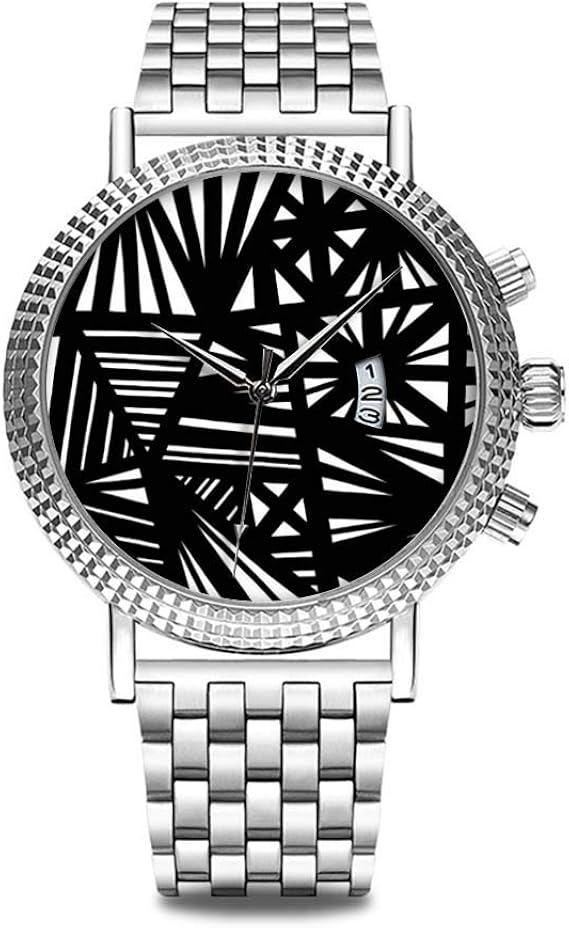 Amazon 高級 時計 ブランド 人気 上品 腕時計 ブランド 人気 自分用もしくは親戚お友達恋人へ贈る メンズ 時計 パーソナリティパターンウォッチ 544 黒と白の抽象時計 メンズ腕時計 腕時計 通販
