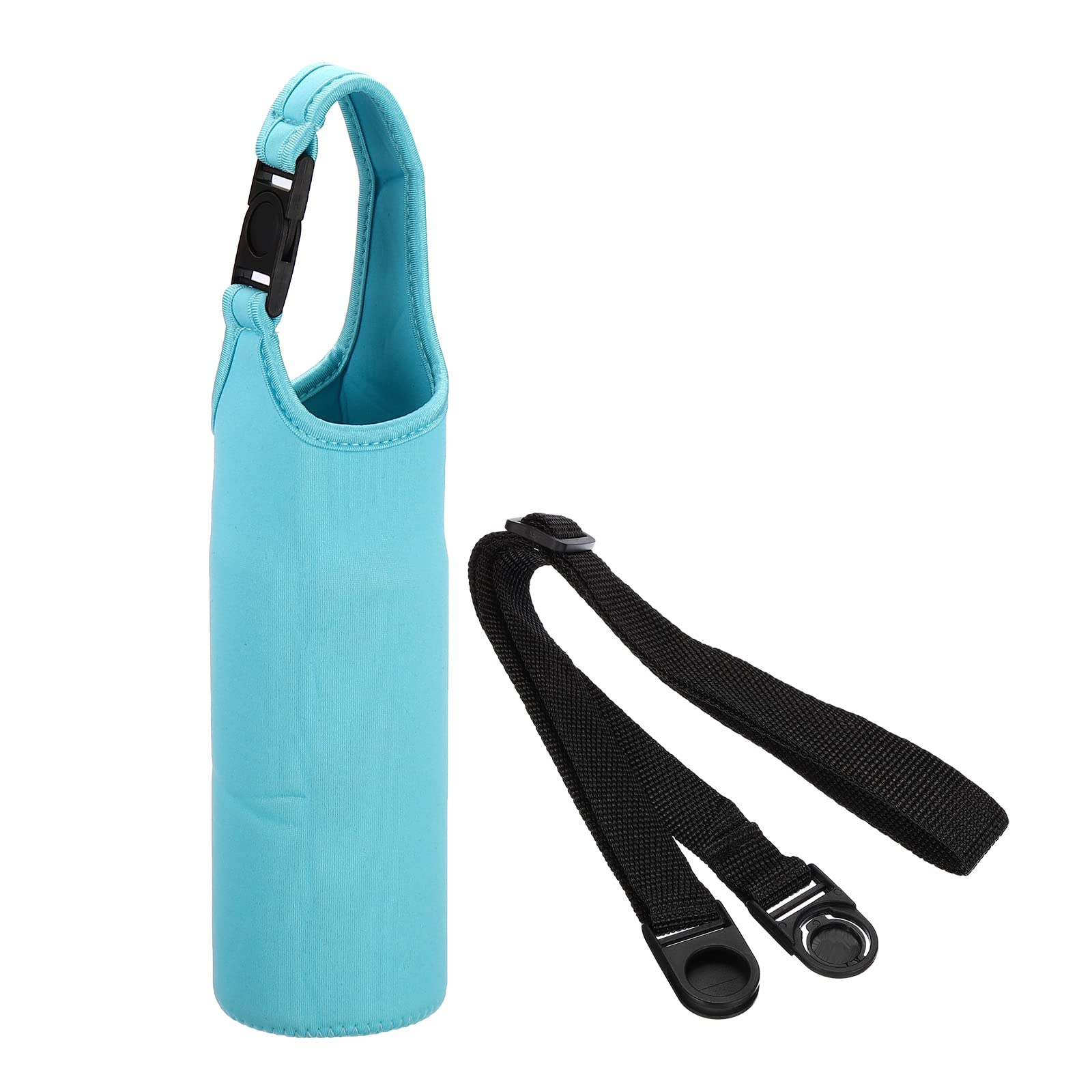 PATIKIL 67mmx185mm Water Bottle Sling Bag, 1 Pack Neoprene Portable Insulated Bottle Holder Carrier with Removable Adjustable Shoulder Strap, Light Blue