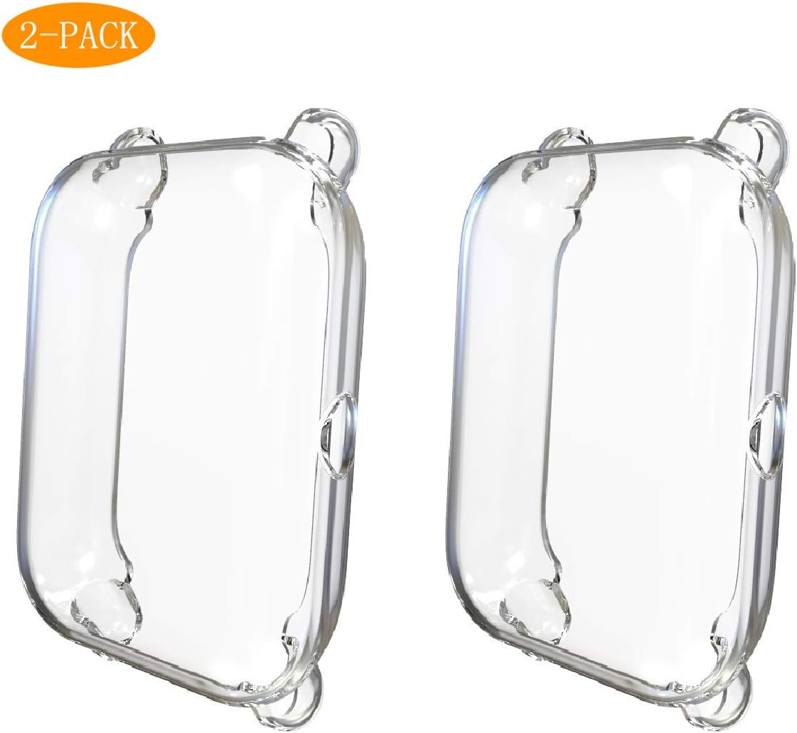 2-Pack Screen Protector Compatible Huami Bip,TPU Plated Case Rugged Cover [Scratch-Proof] All-Around Protective Bumper Shell Compatible Huami Xiaomi Bip Smart Watch (Clear)