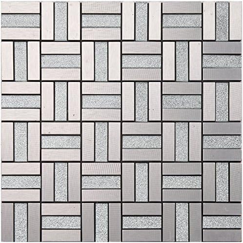 Glass Mosaic Aluminuml Metal Tile- Kitchen Backsplash / Bathroom Wall / Home Decor / Fireplace Surround- G12 (22PCS 21.52Sq.ft)