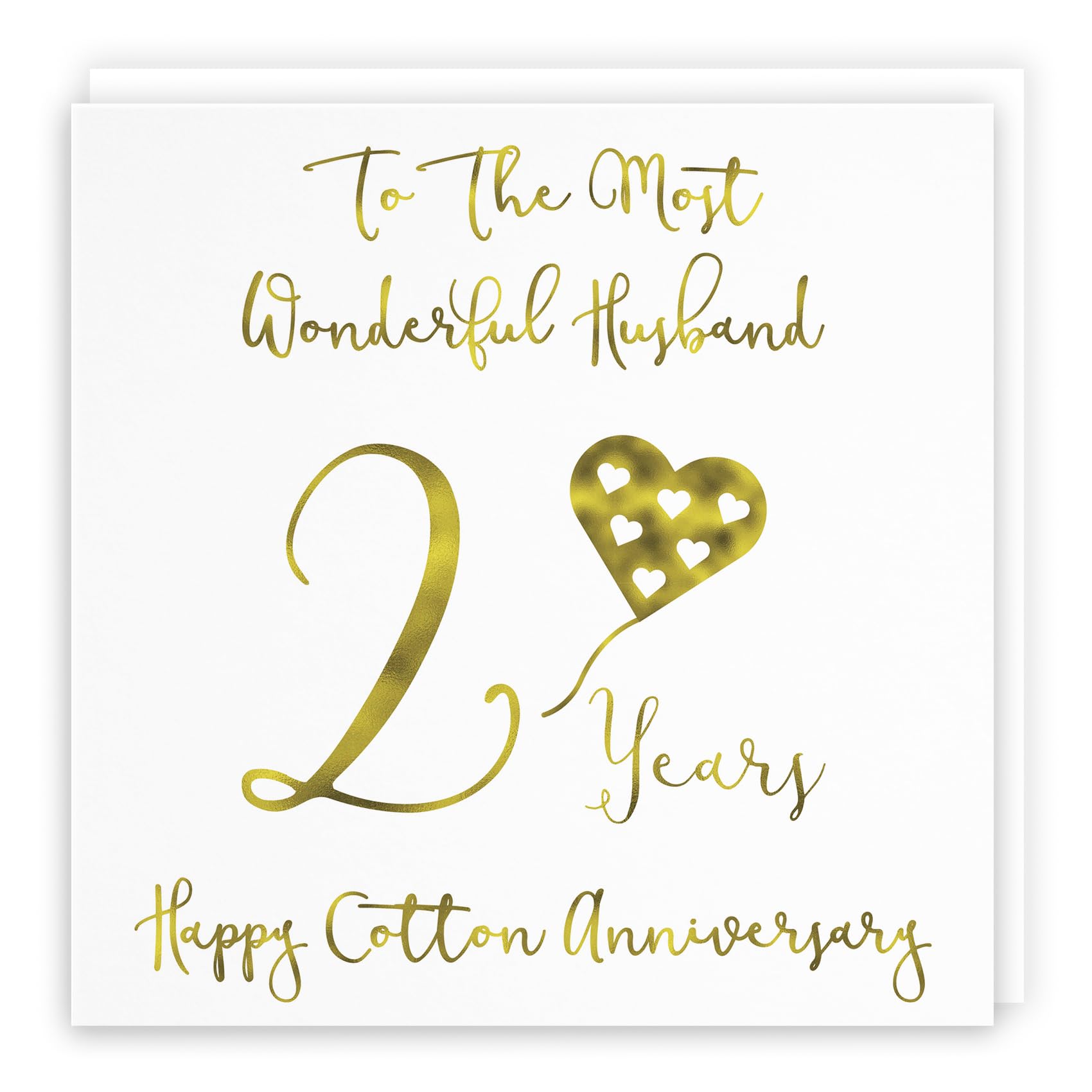 Hunts England - Husband 2nd Anniversary Card - To The Most Wonderful Husband - 2 Years - Happy Cotton Anniversary - Milano Collection — image 1