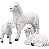 Kesoto Bothyi Resin Figurine Lamb Ornament Decor for Garden Farm Yard Gifts Artificial Lamb Craft, 3 Lambs