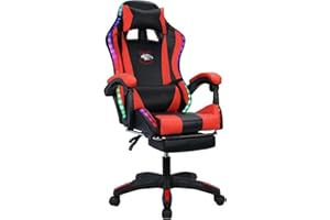 CUTEAM Gaming Chair with Compatible Speakers and RGB LED Lights, Ergonomic Massage Computer Gaming Chair with Height Adjustable, Video Game Chair High Back with Lumbar Support (Black & Red)
