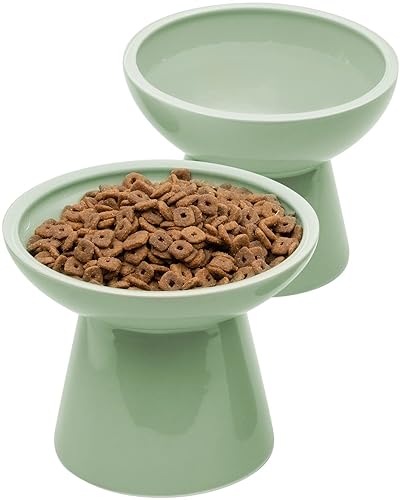 CEEFU Elevated Ceramic Cat Bowls Extra Wide for Food Water