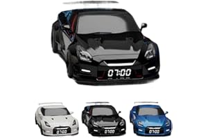 with Time Display Car Alarm Clock, Engine-Light Simulation & Realistic Exhaust Glow – Modern Sports Car Nightstand Clock Bedr
