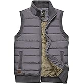 Vcansion Men's Outdoor Stand Collar Fleece Jacket Vest Casual Padded Vest Coats