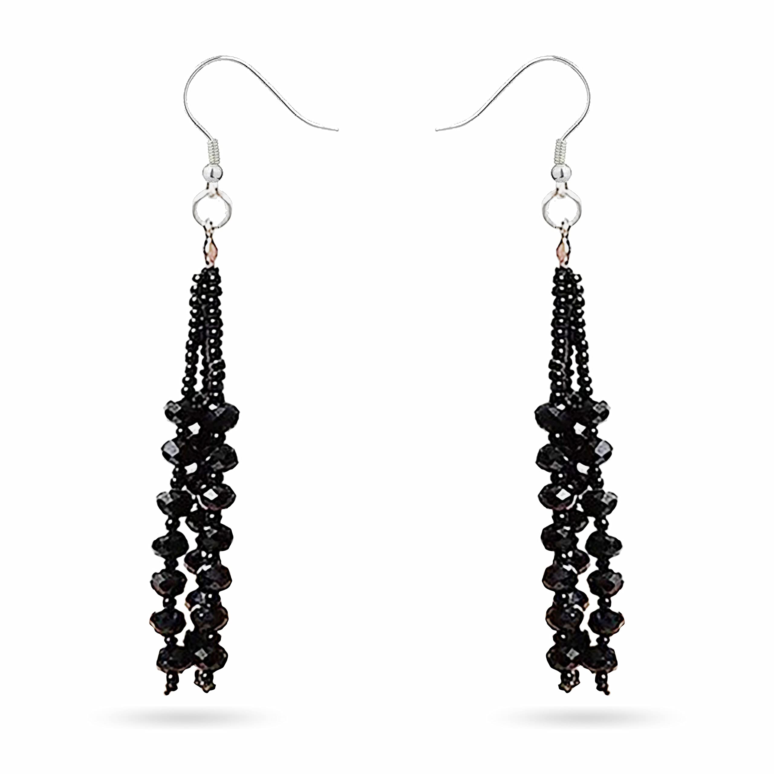 The 1920's Collection Vintage Style Charcoal Black Multitier Beaded Earrings for Women