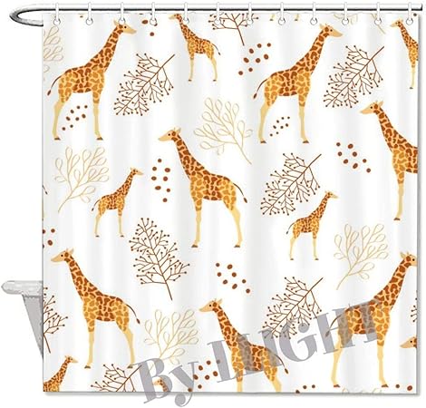 Llight Cartoon Giraffe Shower Curtains Waterproof Fabric Bathroom Curtain Home Decor Bathroom Accessories 66x72inch Amazon Co Uk Kitchen Home