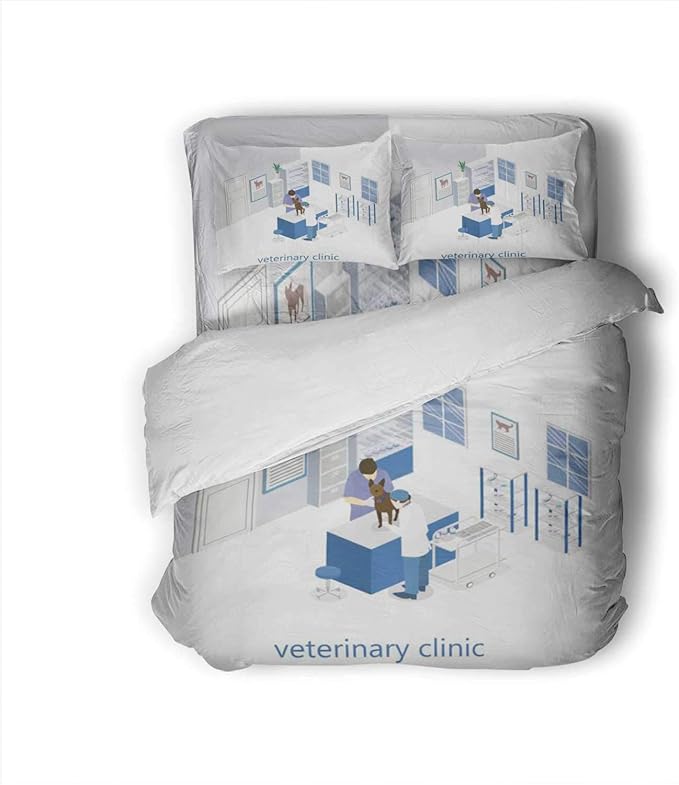 Flat 3D Isometric Interior of Veterinary Clinic. Russia