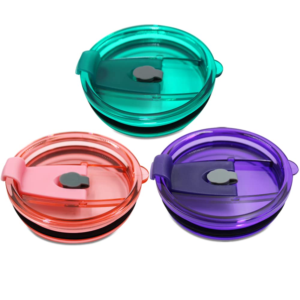 Photo 1 of 30 oz Tumbler Lids Set of 3 Fit for YETI Rambler, Ozark Trail, Rtic and More, maxin Spill Proof and Splash Resistant Lids Covers (Purple+Green+Orange)