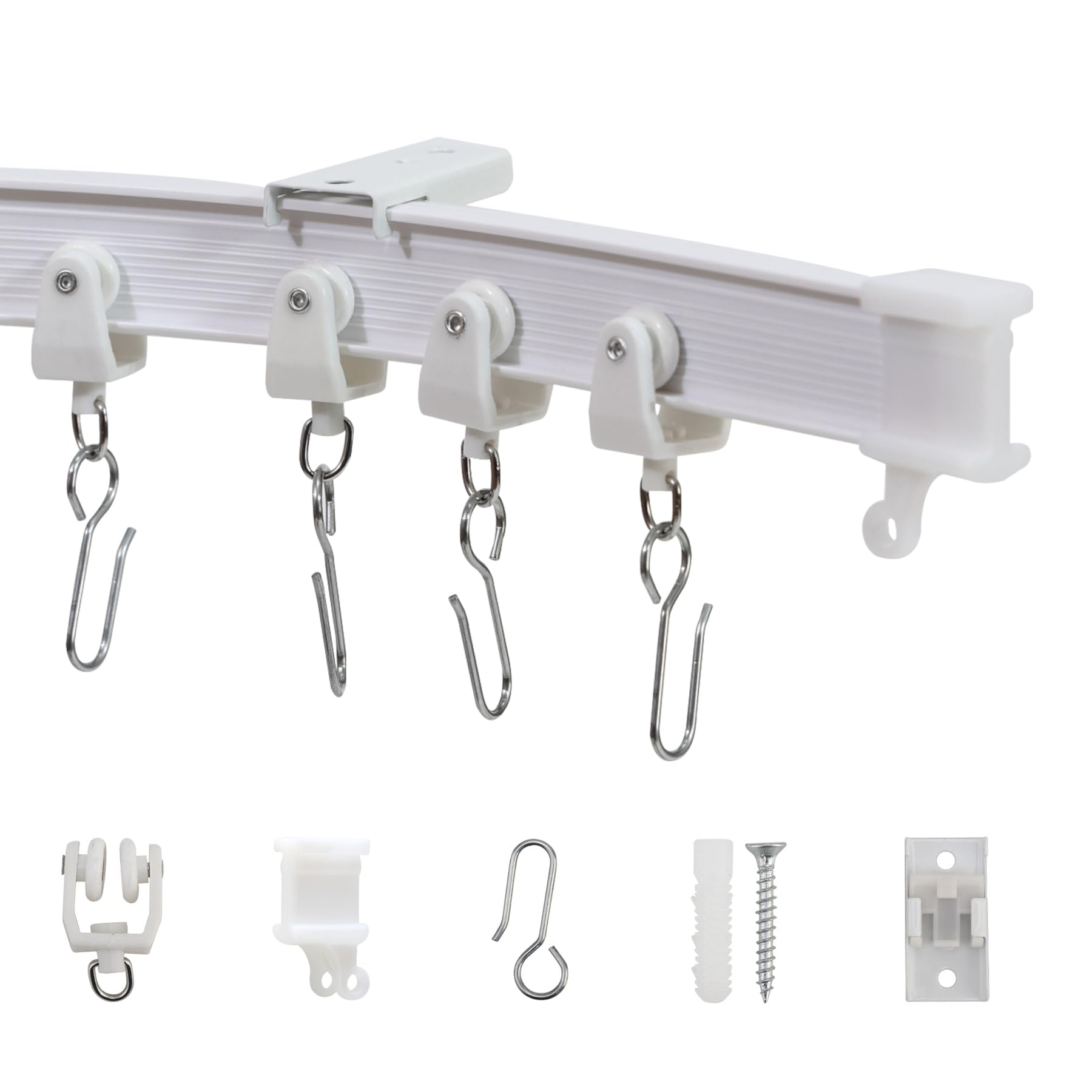 Taaizau Flexible Ceiling Curtain Track, Bendable Curved Curtain Rail Ceiling Mount for Room Divider, Privacy Living Room and Bathroom, Drop Ceiling Shower – 6 Meter