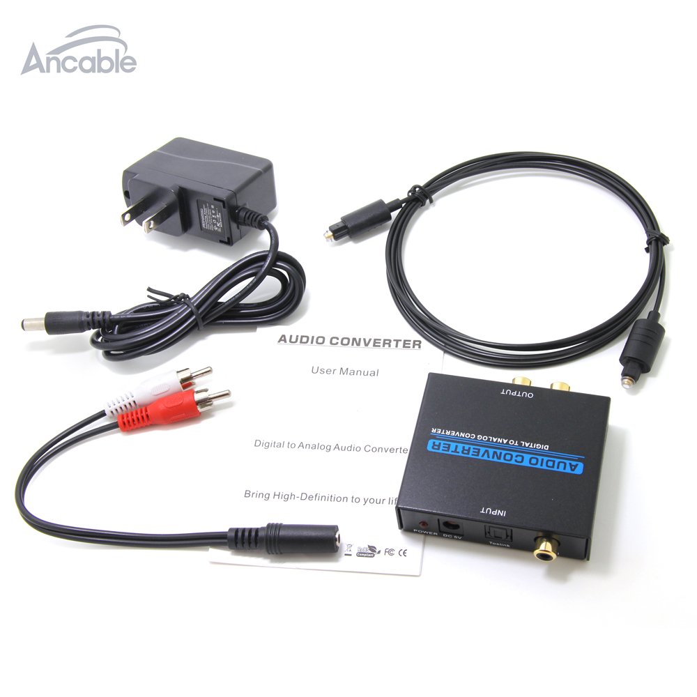 Ancable Digital Optical Coax to Analog RCA Audio Converter Adapter with Toslink  Cable, 3.5mm Audio Cable and Power Supply: Amazon.com: Industrial & ...