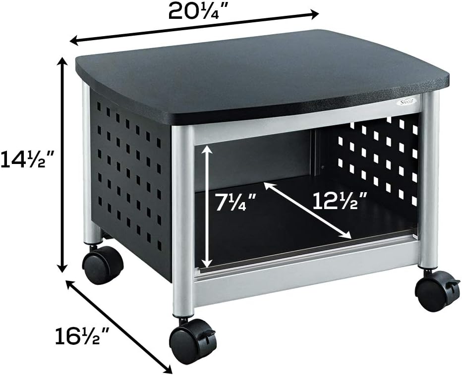 Safco Products Scoot Underdesk Printer Stand , Black, Powder Coat Finish, Swivel Wheels for Mobility: Furniture & Decor