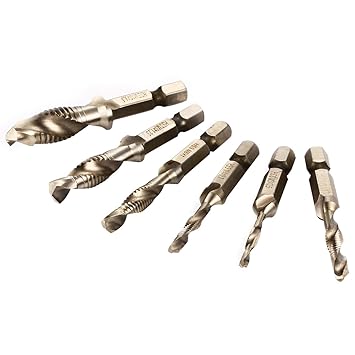 Generic 6pc Combination 1/4 Hex Twist Tap Drill HSS M3-M10 Bit Screw Countersink BI112+