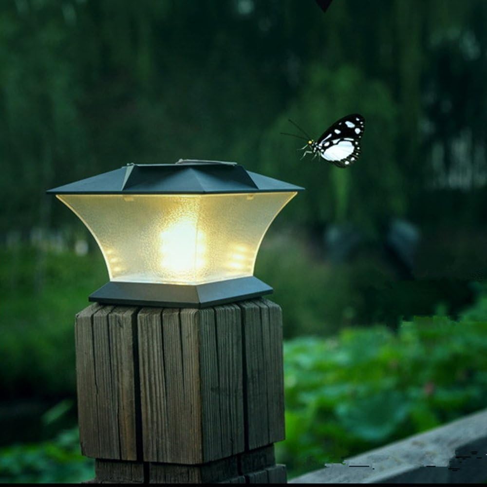 Solar Powered LED Post Cap Light,Outdoor Garden 5.4" x 5.4" 18 LED Post Deck Cap Square Fence Light Landscape Lamp (Warm light)